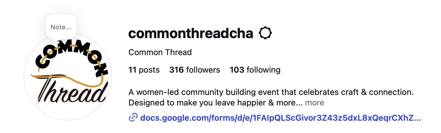Common Thread Instagram Pic & Bio